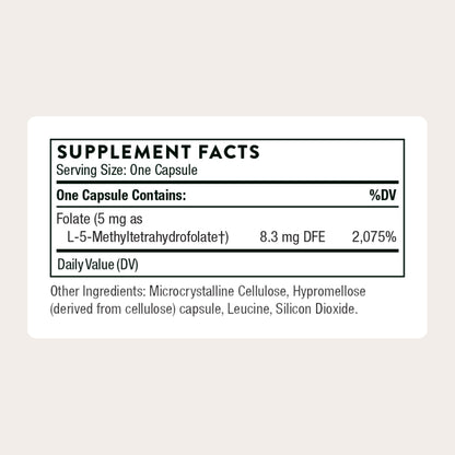 THORNE - 5-MTHF - Methylfolate (Active B9 Folate) Supplement - Supports Cardiovascular Health, Fetal Development, Nerve Health, Methylation & Homocysteine Levels* - 60 Servings - 5-MTHF 5mg THORNE