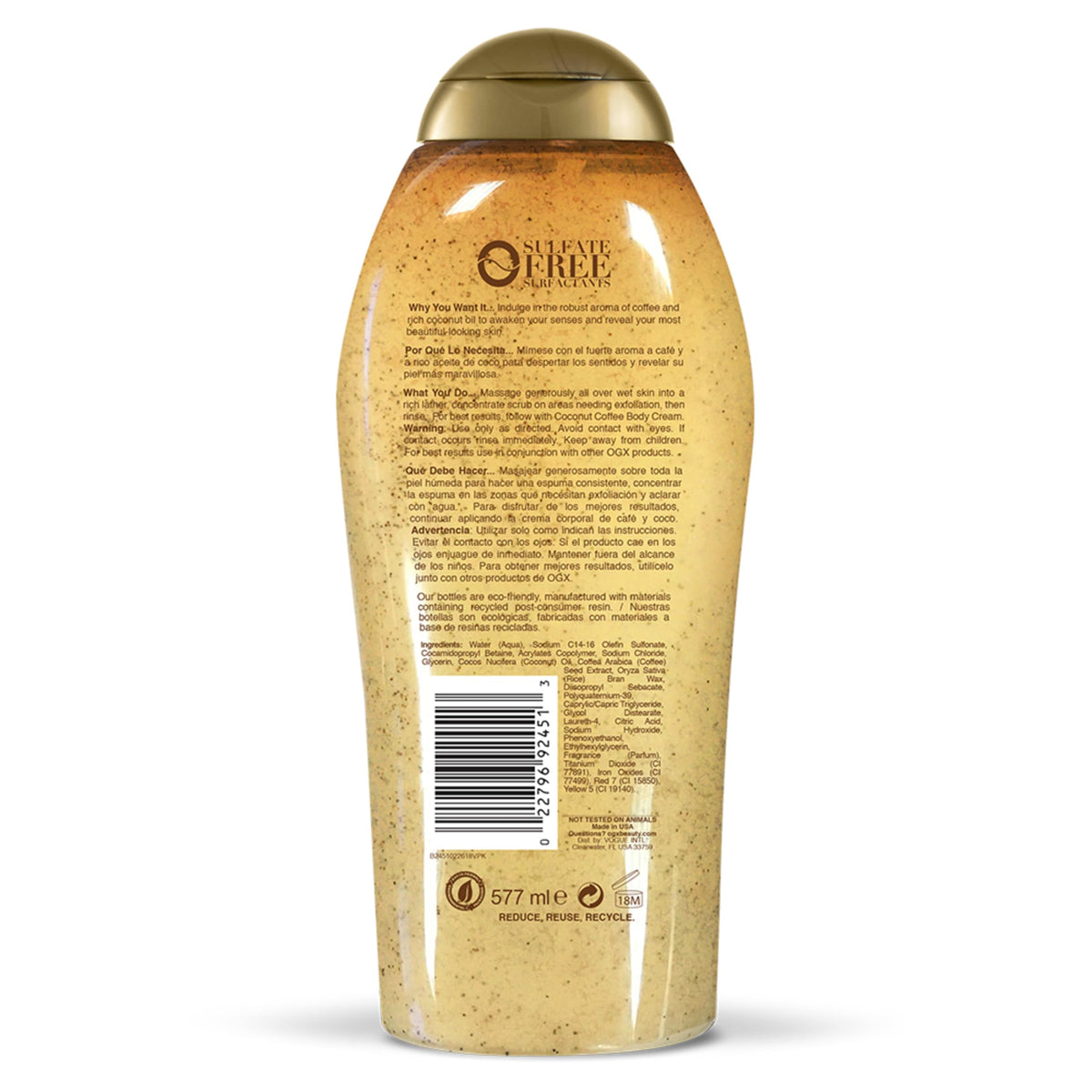 OGX Smoothing + Coconut Coffee Body Scrub, 19.5 fl oz OGX