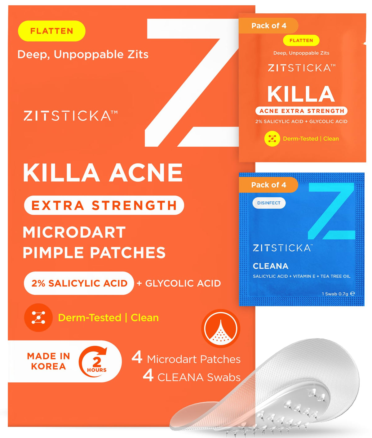 ZitSticka Killa Acne Extra Strength Microdart Pimple Patches For Face, 4 Ct ZitSticka