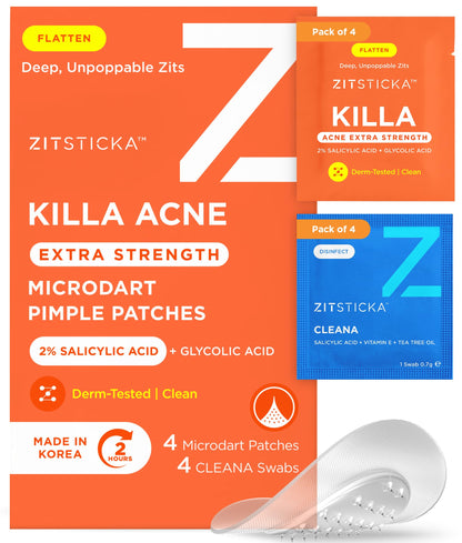 ZitSticka Killa Acne Extra Strength Microdart Pimple Patches For Face, 4 Ct ZitSticka