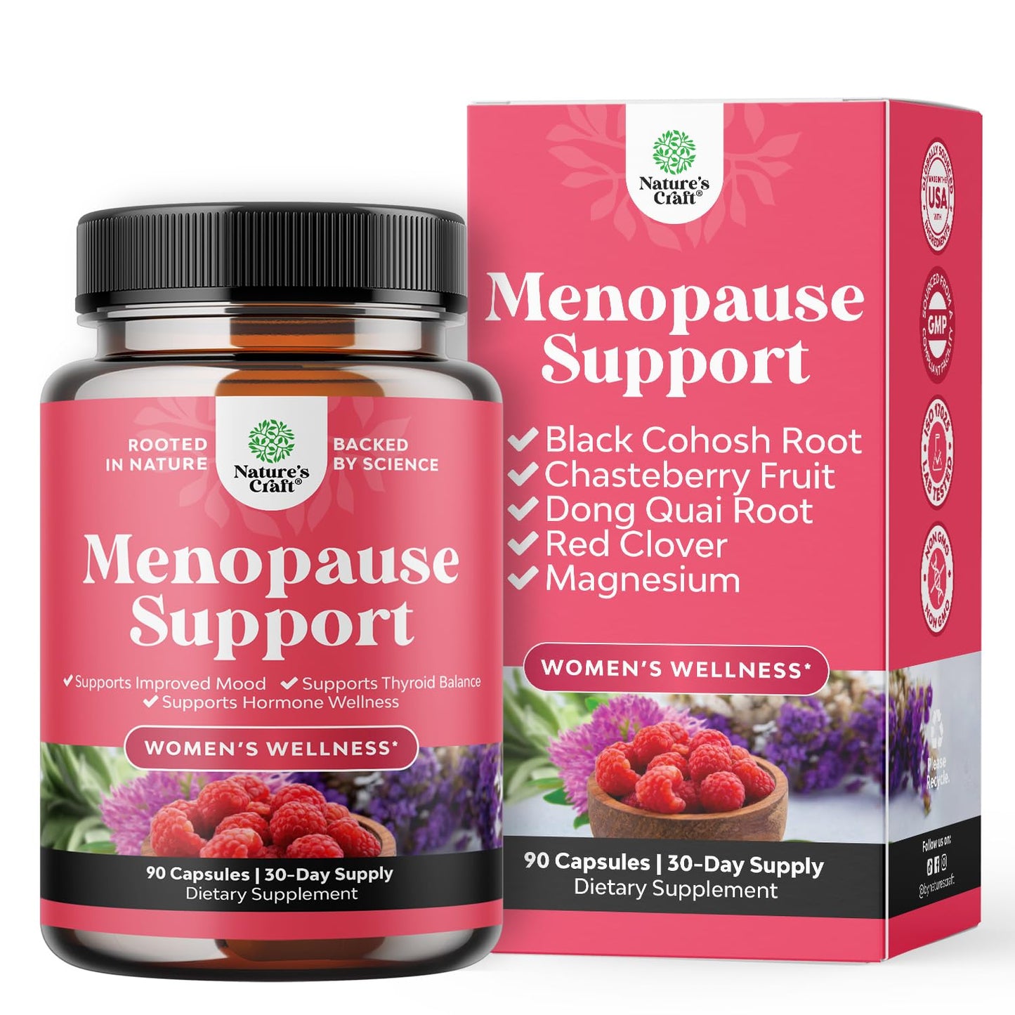 Natures Craft Complete Herbal Menopause Supplement for Women - Female Hormone Balance Capsules for Night Sweats Hot Flashes & Mood Swings with Dong Quai, Chaste Berry & Black Cohosh Root - 60 Count Gsupps Australia