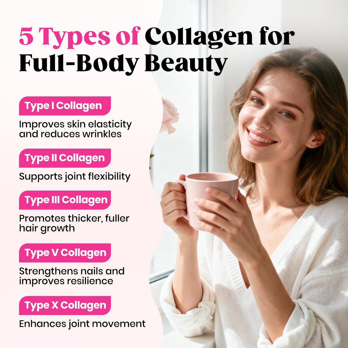 Venture Pal Multi Collagen Powder Type I, II, III, V, X – Hydrolyzed Collagen Peptides MSM, GC, Hyaluronic Acid Vitamin C | Collagen Supplement for Women Venture Pal