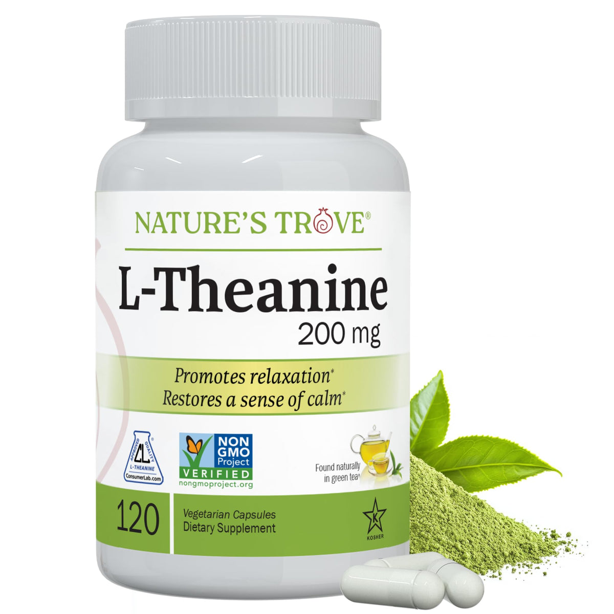 Nature's Trove L-Theanine 200mg 120 Vegetarian Capsules Nature's Trove