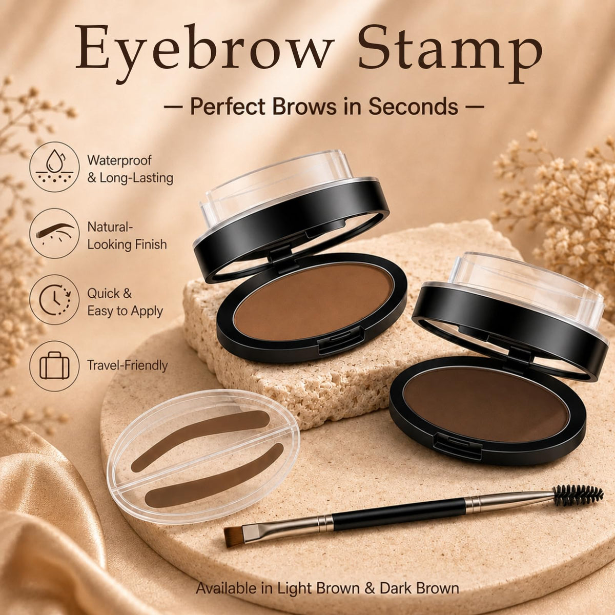 Eyebrow Stamp Powder Kit, Waterproof Long Lasting Eyebrow Seal Stamp with Brush, Quick 3 Seconds Natural Eyebrow Shaping, Easy Microblading Effect Brow Makeup Tool for Makeup Beginners (Dark Brown) Generic