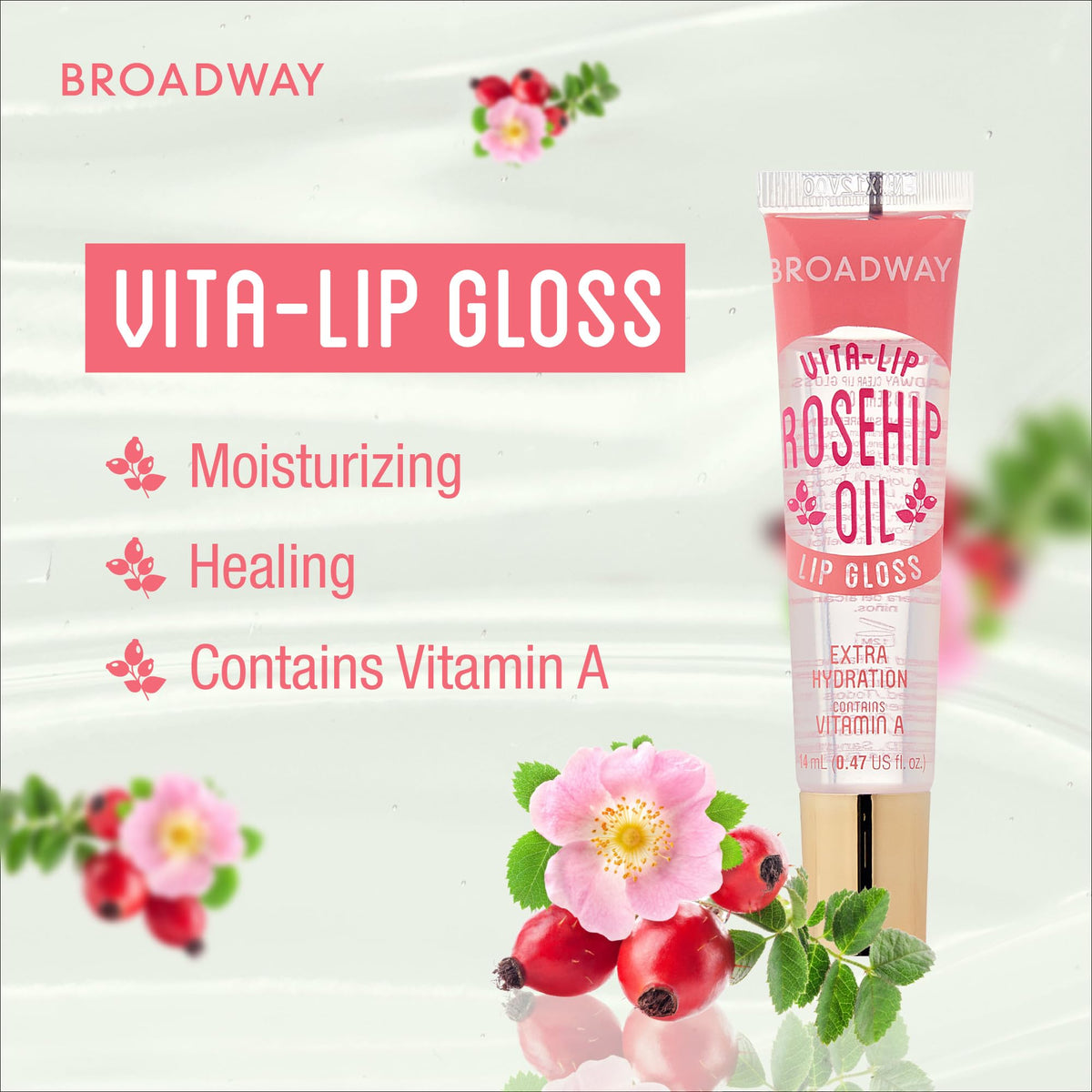 Ruby Kisses Broadway Vita-Lip Clear Lip Gloss (3 Pack Mango Butter, Rosehip, Coconut Oil), Ultra-Hydrating & Soothing Formula with Vitamin Oils, High-Shine Non-Sticky Finish, Healing Lip Balm Ruby Kisses