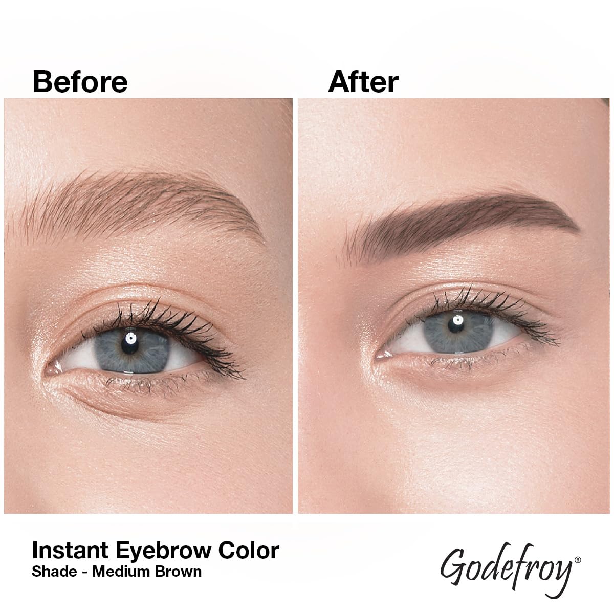 Godefroy Temporary Brow Color, Medium Brown, 3 Applications, Fast-Acting Godefroy