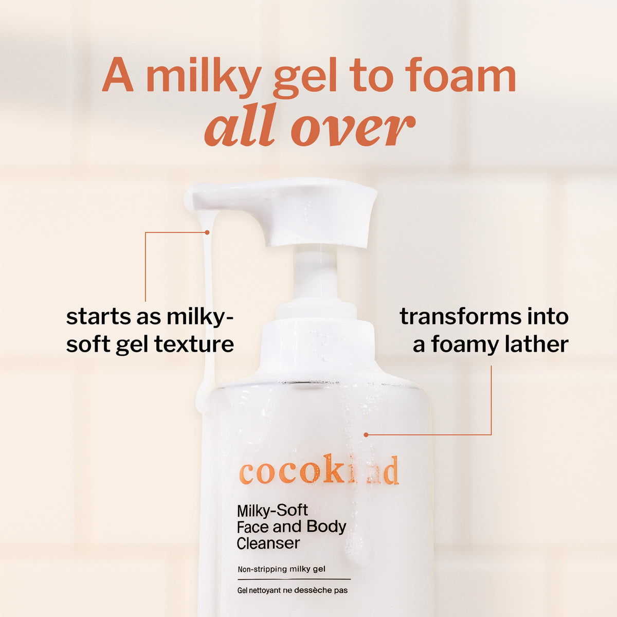 Cocokind Milky Soft Face & Body Cleanser, 13.5 Fl Oz Cocokind