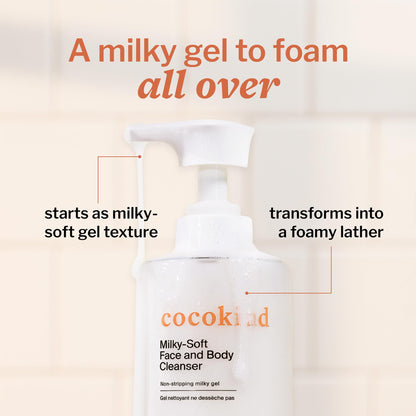 Cocokind Milky Soft Face & Body Cleanser, 13.5 Fl Oz Cocokind