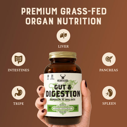 HEART & SOIL 100% Grass Fed & Finished Colostrum Supplement from Regenerative Cattle for Gut, Muscle & Immune Health – 3000mg Bovine Colostrum Capsules - Gut Health for Men & Women –180 Capsules
