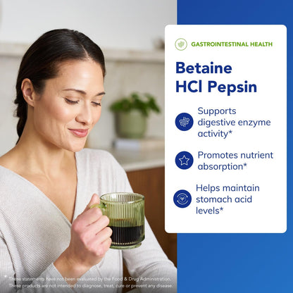 Pure Encapsulations Betaine HCl Pepsin - Digestive Enzymes Supplement for Digestion Aid & Support, Stomach Acid & Nutrient Absorption* Pure Encapsulations