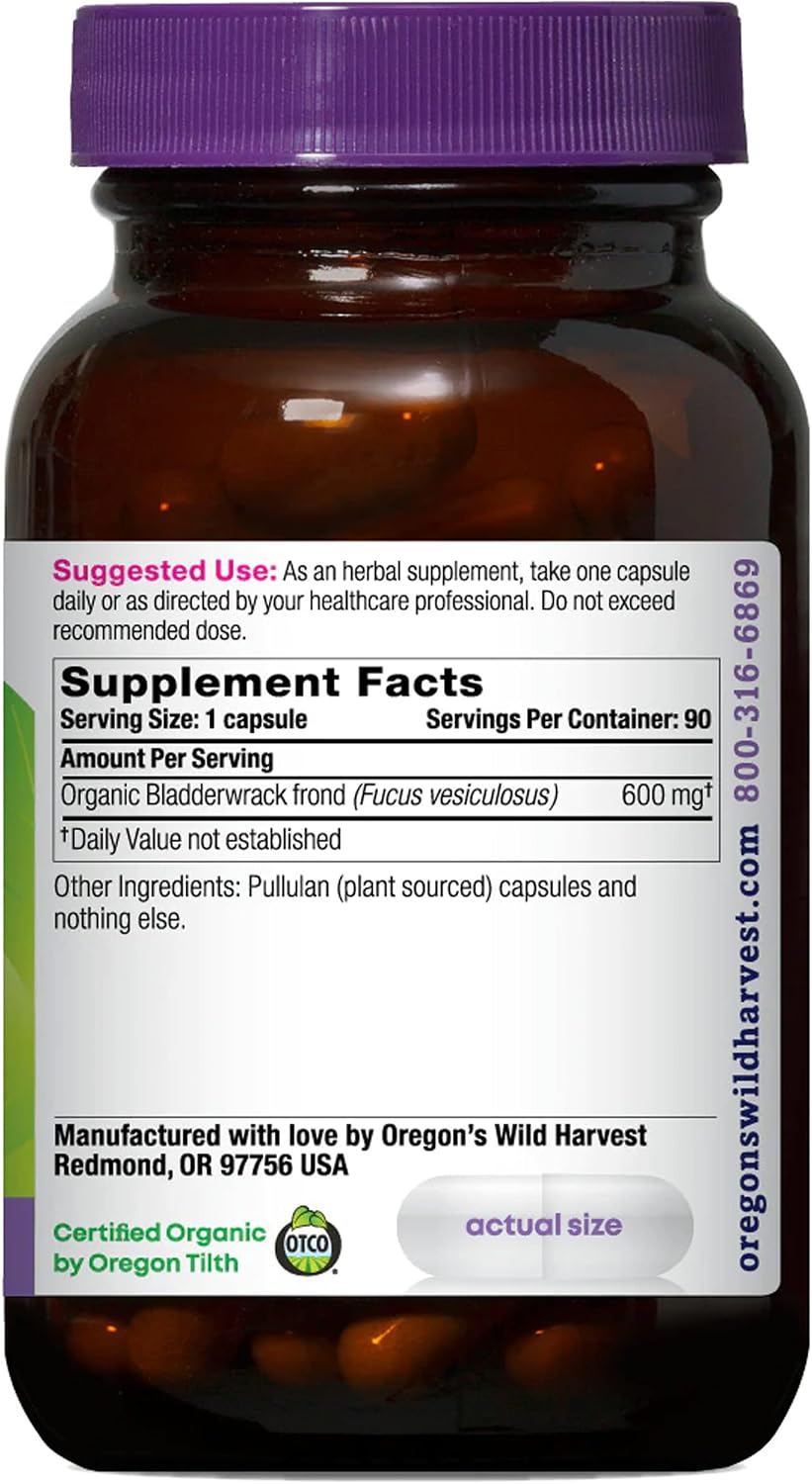 Oregon's Wild Harvest Bladderwrack Organic Non-GMO pullulan (Plant sourced) Vegan Capsules, 90 Count Gsupps Australia