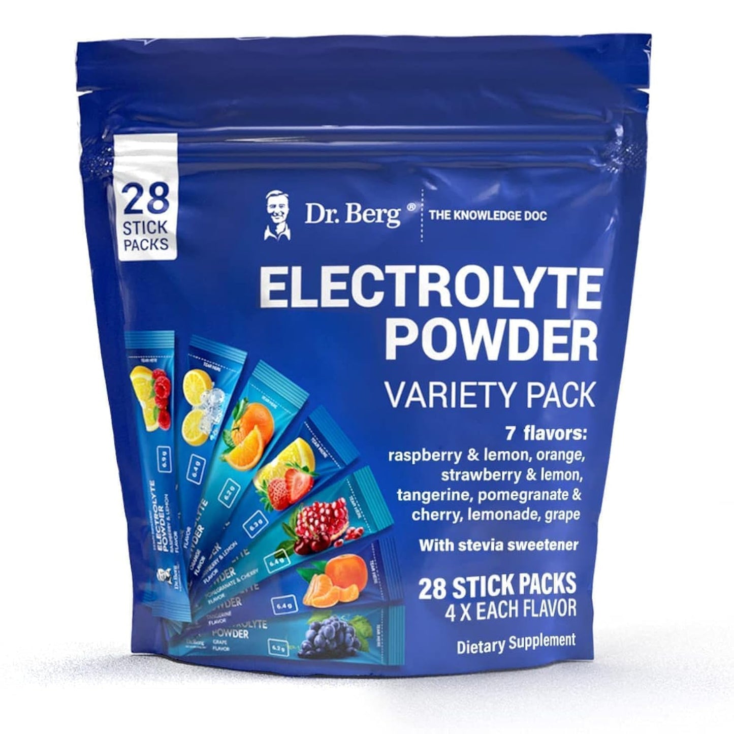 Dr. Berg Sugar Free Electrolyte Powder Packets (Variety Pack) - Daily Electrolyte Drink Mix - 28 Total Hydration Pouches Sugar Free Dr. Berg Nutritionals