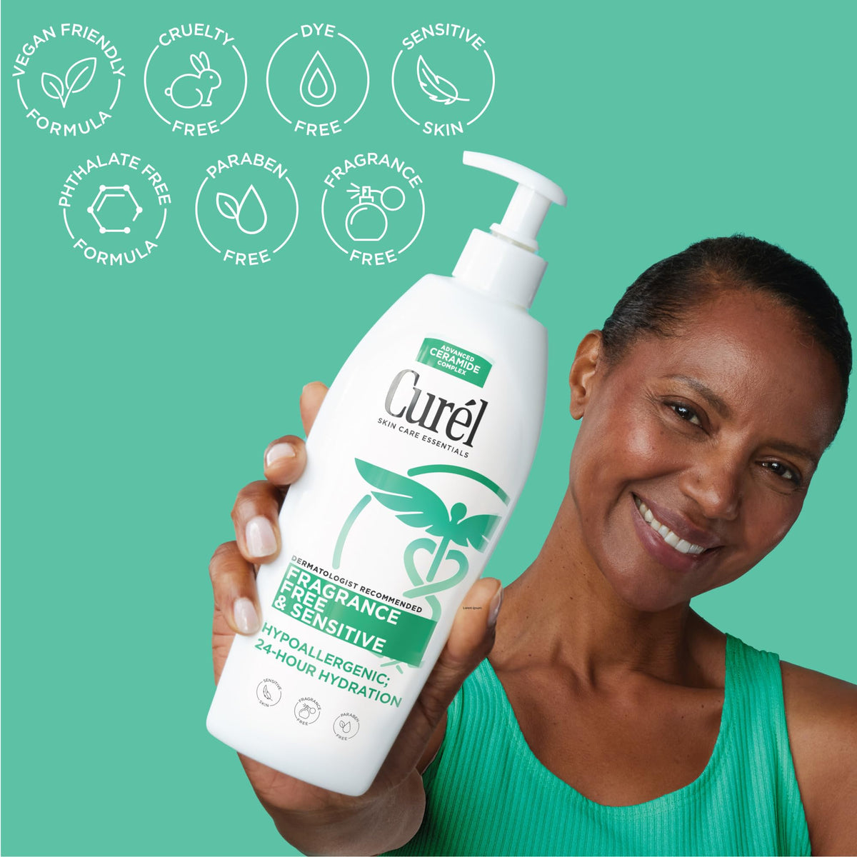 Curel Fragrance Free Comforting Body Lotion, Unscented Dry Skin Moisturizer for Sensitive Skin, with Advanced Ceramide Complex, Repairs Moisture Barrier, 20 oz Curel