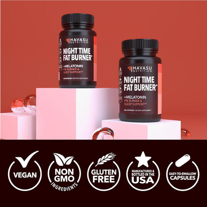 Night Time Fat Burner for Weight Loss Support for Men and Women, 60 Count | Appetite Suppressant and Overnight Metabolism Booster with Melatonin for Sleep Support, Vegan, Gluten Free, 60 Servings Gsupps Australia
