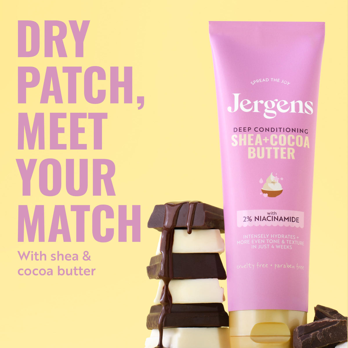 Jergens Shea and Cocoa Whipped Body Butter Lotion, Tone Enriching Hand And Body Lotion for Dry Skin, with Vitamins B3 & E, 8.5 Oz Jergens