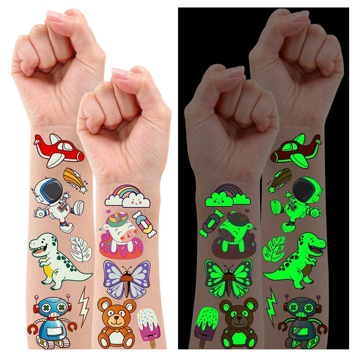 Partywind Luminous Temporary Tattoos for Kids, Glow Party Supplies PARTYWIND