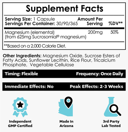Nootropics Depot MicroMag Magnesium Capsules | 625mg | 90 Count | Contains 200mg of Elemental Magnesium
