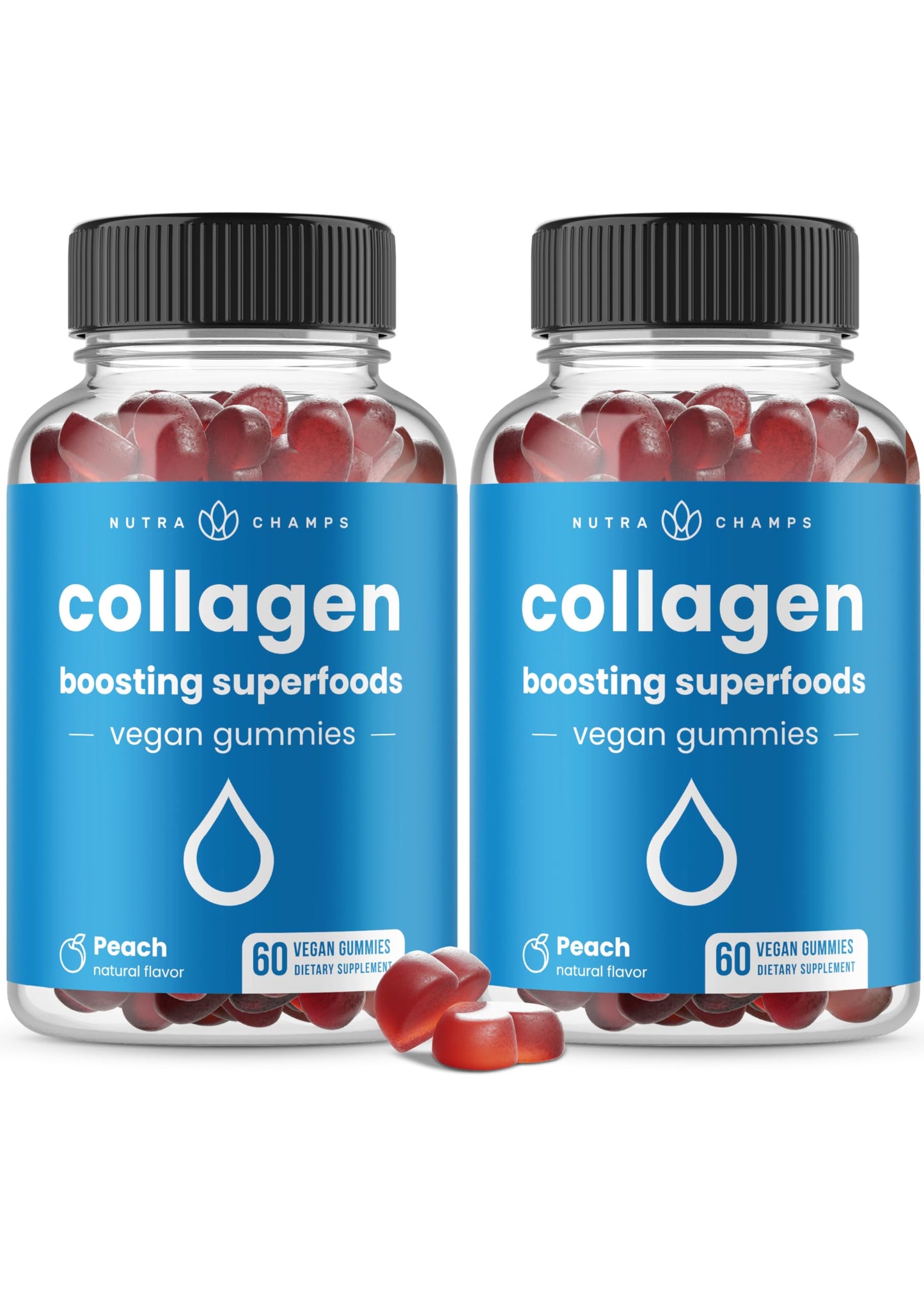 NutraChamps Collagen Boosting Gummies, Collagen Booster Gummy for Natural Collagen Production, Vegan Pectin Supplements Chews for Women & Men, NutraChamps