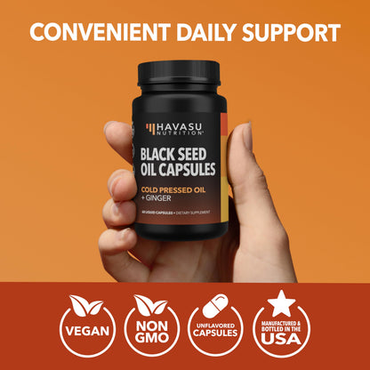 Black Seed Oil Capsules, Vegan, Non-GMO, Cold-Pressed Nigella Sativa, 90ct | 1500mg Per Serving Black Cumin Supplement for Skin Health, Immune Function, and Digestive Health, Unflavored, 30 Servings Gsupps Australia