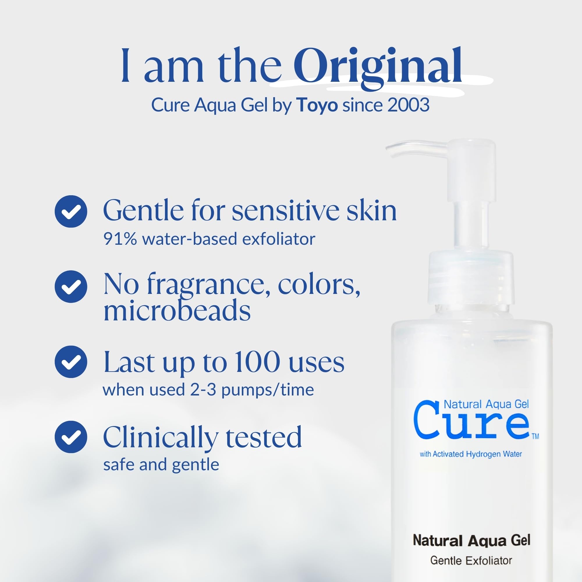 Cure by Toyo | Aqua Gel Gentle Exfoliator | Clear and Softer Skin | Non-Abrasive Face and Body Cleanser | Sensitive Skin | Big Size 8.82oz NATURAL AQUA GEL CURE buy supplements Au