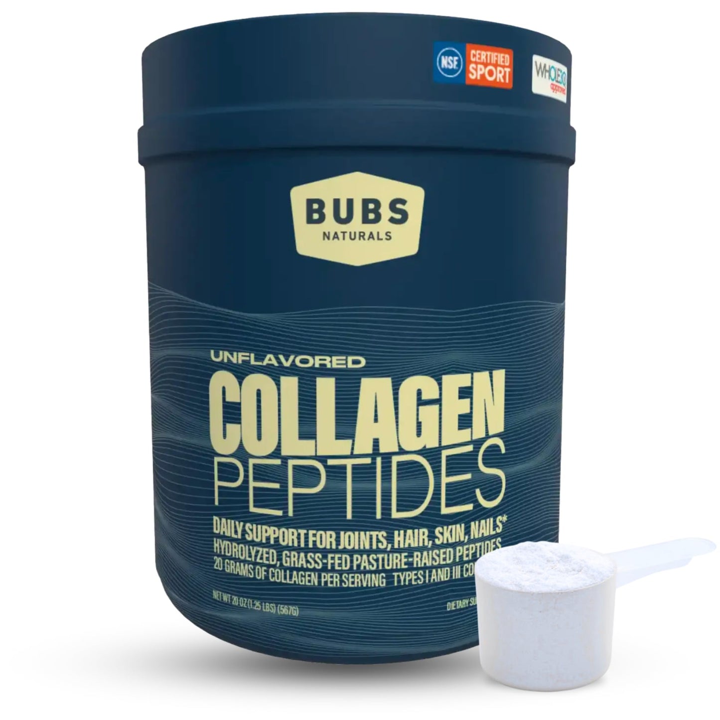 BUBS Naturals Collagen Peptides Powder, Collagen for Women & Men, Hydrolyzed Peptides, Unflavored Pasture Raised Grass Fed, Paleo Keto Friendly BUBS Naturals