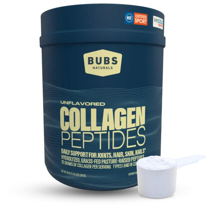 BUBS Naturals Collagen Peptides Powder, Collagen for Women & Men, Hydrolyzed Peptides, Unflavored Pasture Raised Grass Fed, Paleo Keto Friendly BUBS Naturals