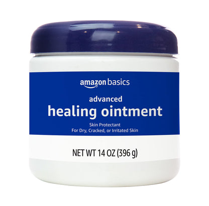 Amazon Basics Healing Ointment & Skin Protectant for Dry & Cracked Skin, Chapped Lips, Minor Cuts and Scrapes, Moisturizing Barrier Cream, Fragrance Free, 14 oz, 1-Pack Amazon Basics