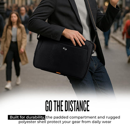 Solo New York Briefcase - 13.3" Laptop Carrying Bag for Women & Men, Brief for Travel & Work - Ace Slim, Black & Orange Gsupps Australia