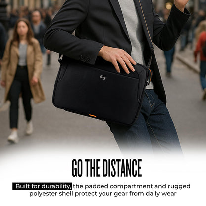 Solo New York Briefcase - 13.3" Laptop Carrying Bag for Women & Men, Brief for Travel & Work - Ace Slim, Black & Orange Gsupps Australia
