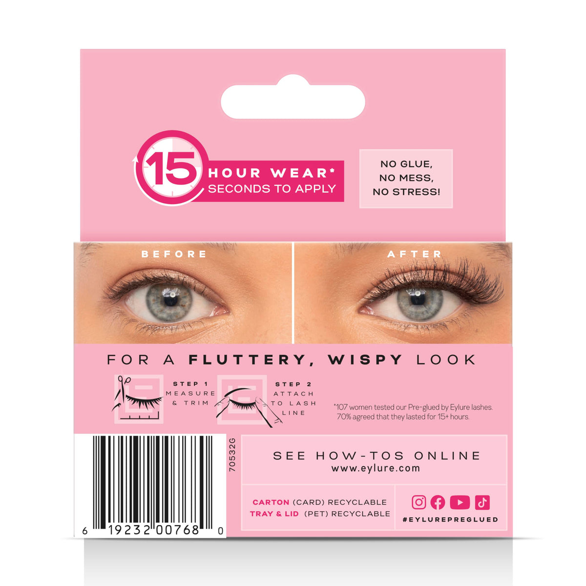 Eylure Pre-Glued Wispy Light Texture Eyelashes, No.117, Twin Pack Eylure