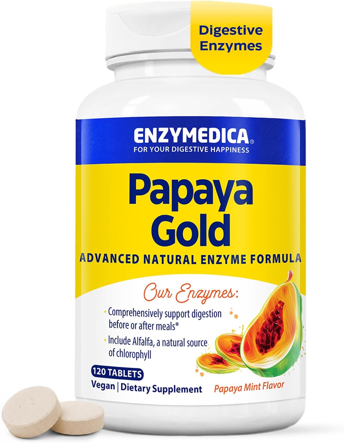 Enzymedica Papaya Gold - Papaya Enzymes Chewable - 120 Tablets Gsupps Australia