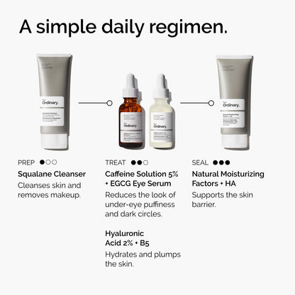 The Ordinary Caffeine Solution 5% + EGCG Eye Serum, Depuffing Eye Serum for Dark Circles and Tired Eyes, 1 Fl Oz The Ordinary