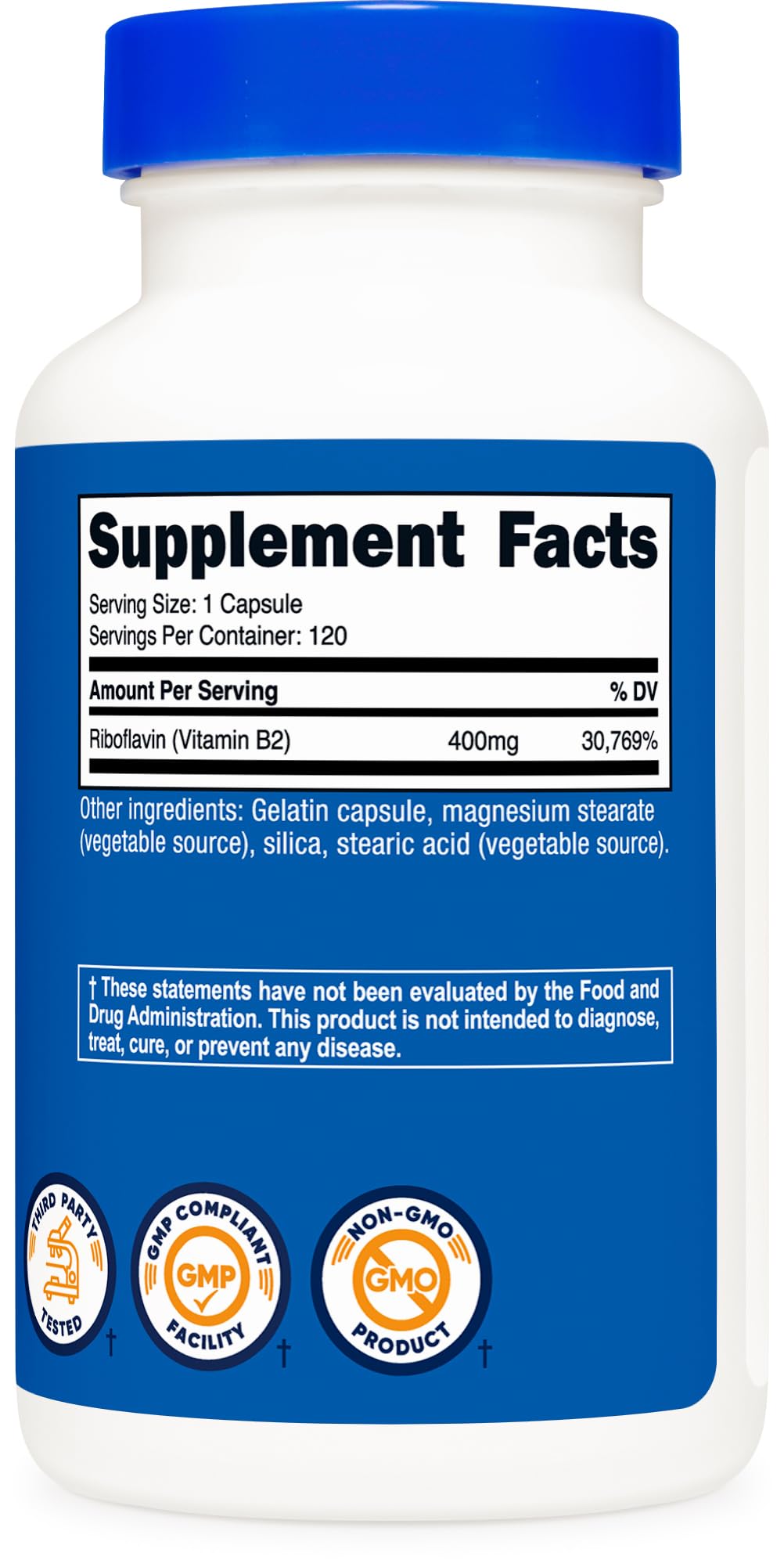 Nutricost Vitamin B2 (Riboflavin) 400mg, 120 Capsules - Gluten Free, Non-GMO Nutricost