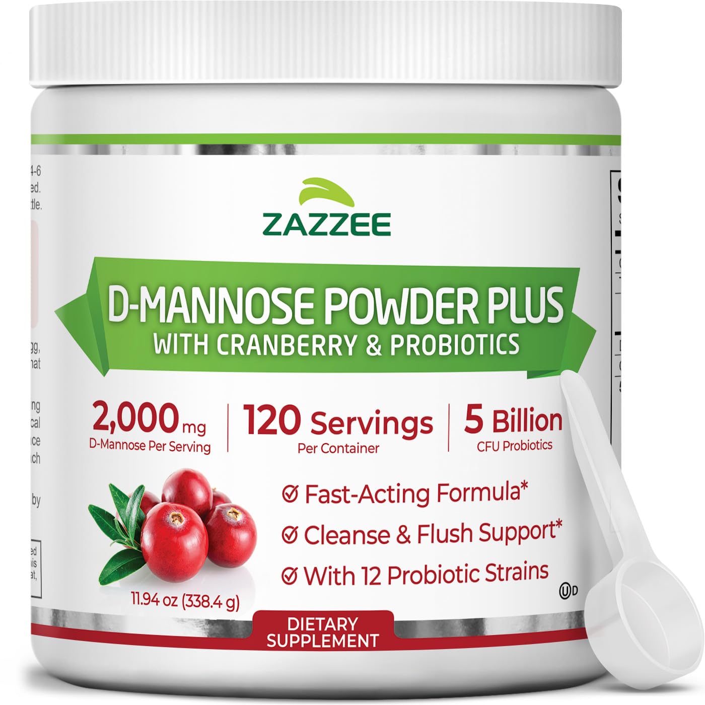 Zazzee D-Mannose Powder Plus, 2000 mg, 67 Servings, Free Scoop, Made in USA | Plus 5 Billion CFU Probiotics and Pure Cranberry Juice Extract, Kosher, 6.67 oz, Urinary Tract & Bladder Support, Non-GMO Gsupps Australia