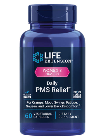 Life Extension Daily PMS Relief, Menstrual Comfort Supplement, PMS-Related Cramps, Lower Back discomfort, Mood, Ginger, Magnesium, B6, Gluten-Free, Non-GMO, 60 Capsules Life Extension buy australia supplements