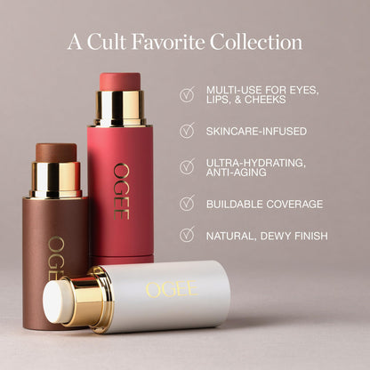 Ogee Face Stick Crystal Collection Trio - Contour Stick Makeup Collection - Certified Organic Contour Palette - Includes Bronzer Stick, Blush Stick & Highlighter Stick Ogee