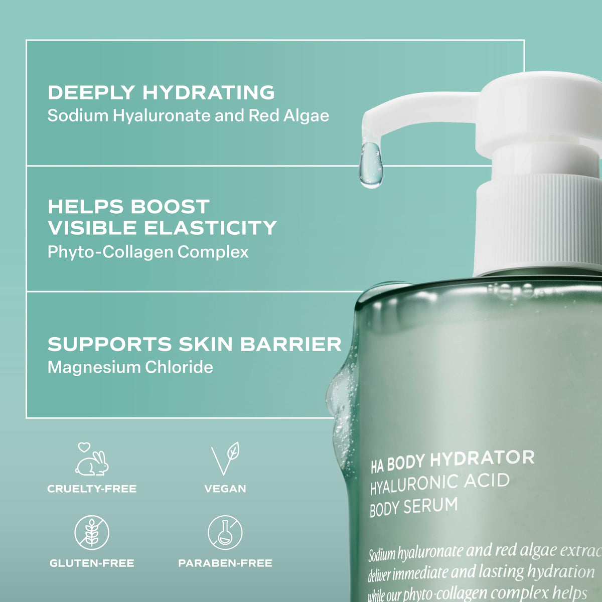 Saltair Hyaluronic Acid Body Serum | Fragrance-Free HA Hydrator | 13 oz Saltair