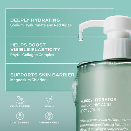 Saltair Hyaluronic Acid Body Serum | Fragrance-Free HA Hydrator | 13 oz Saltair