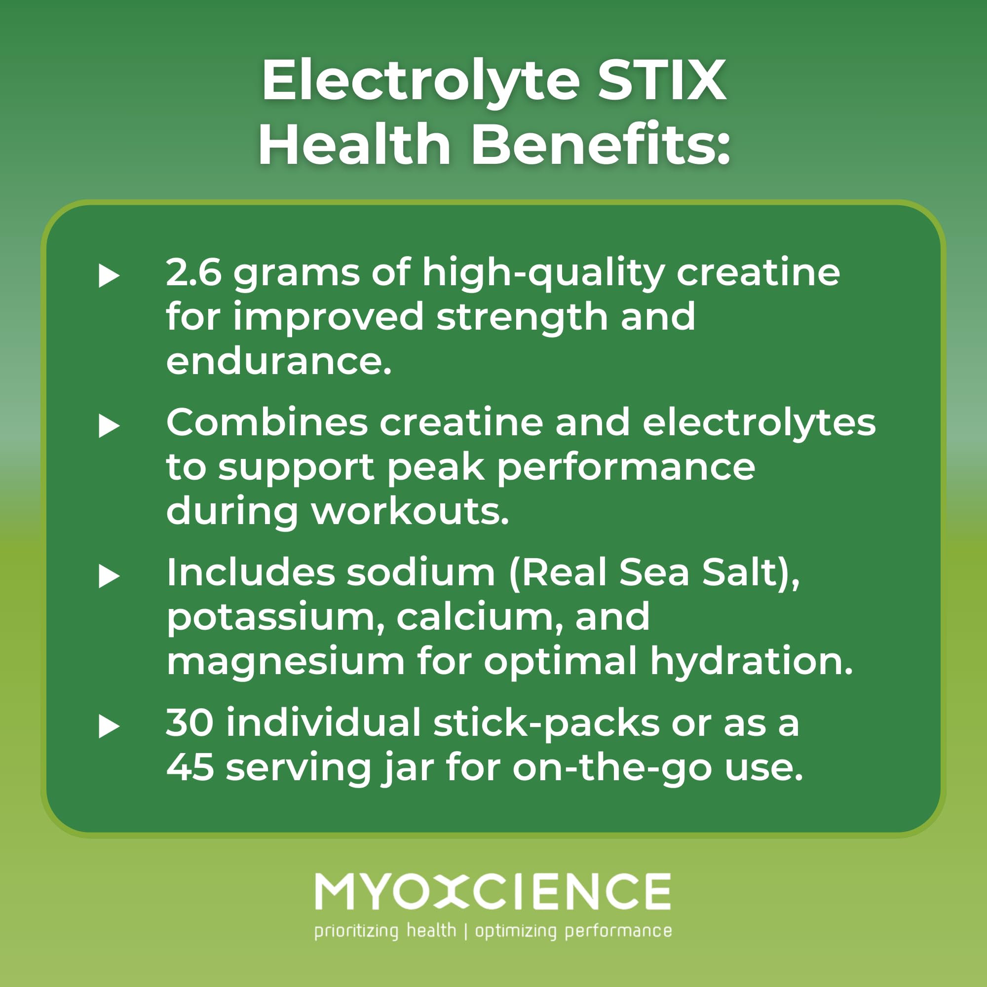 MYOXCIENCE Electrolyte STIX | Creatine Electrolyte Powder | Recovery from Exercise & Muscle Development w/Real Salt (Lemon Lime Flavor) (Jar 45 ct) MYOXCIENCE buy australia supplements