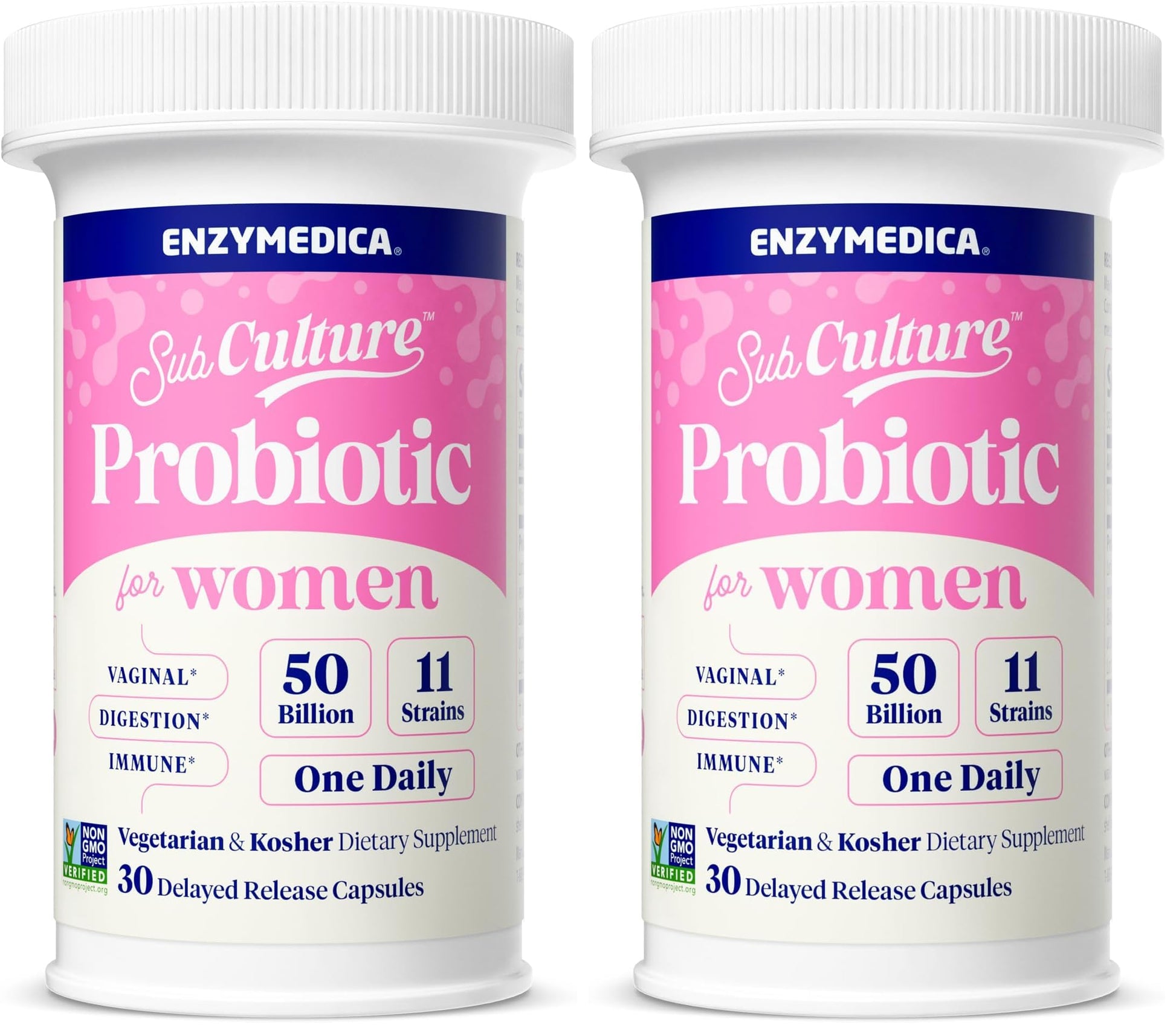 Enzymedica SubCulture Probiotic Supplement for Women - Women's Probiotic for Vaginal & Urinary Health Support, 50 Billion CFU, Supports Immune & Gut Health, Microbiome Balance, Vegetarian - 30 Caps Gsupps Australia