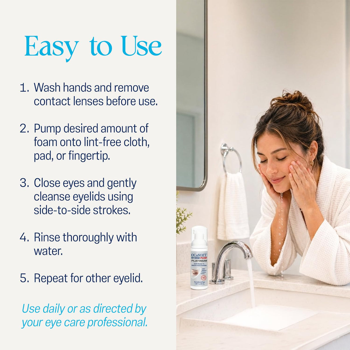 OCuSOFT Lid Scrub PLUS Platinum Foaming Eyelid Cleanser – 50 mL Foam Pump OCuSOFT