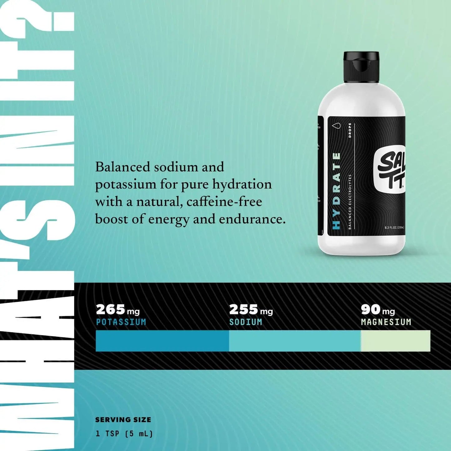 SALTT - Hydrate (8.3 oz) - Electrolytes Drops - Energy Boost - Sodium, Potassium, Magnesium, Zinc, Copper - Unflavored - Ultra Low Carb - Zero Sugar, Vegan, Gluten Free, Non GMO - By Keto Chow Keto Chow