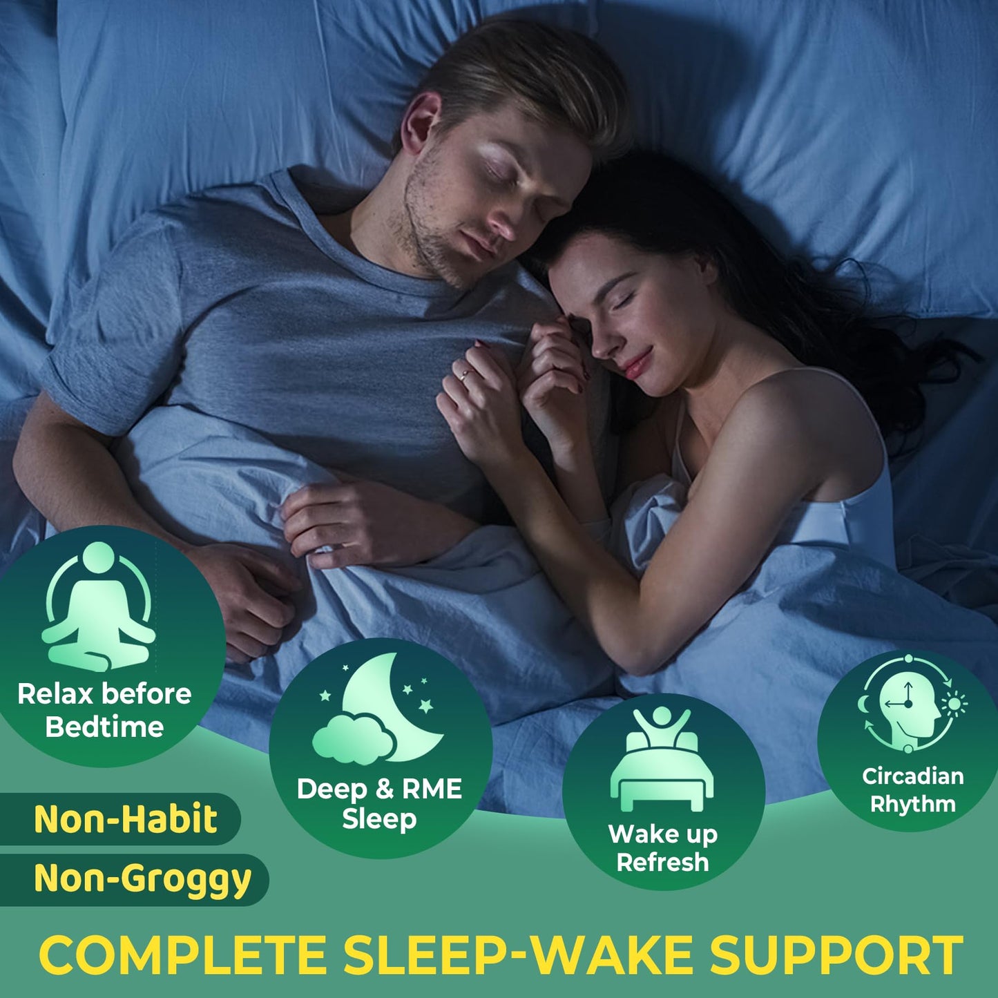 Liposomal L-Theanine 200mg Magnesium Glycinate 400mg Gummies with GABA, 5HTP, Apigenin, Vitamin B6 & D3, Ashwagandha, Lemon Balm Leaf, Melatonin Free Sleep NEVISS