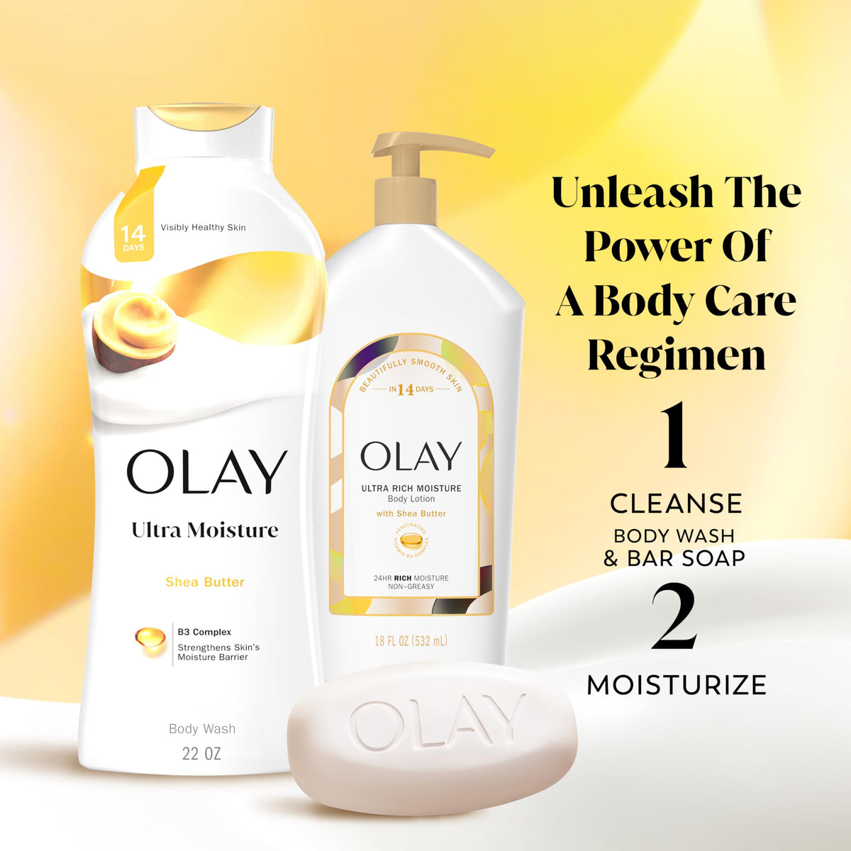 Olay Beauty Bar, Ultra Moisture,10x More Moisturizers, Nourishing Conditioners, Smooth & Gentle on Skin, Vitamin B3 Complex, For All Skin Types, Shea Butter Scent, 3.17 oz, (Pack of 12) Olay