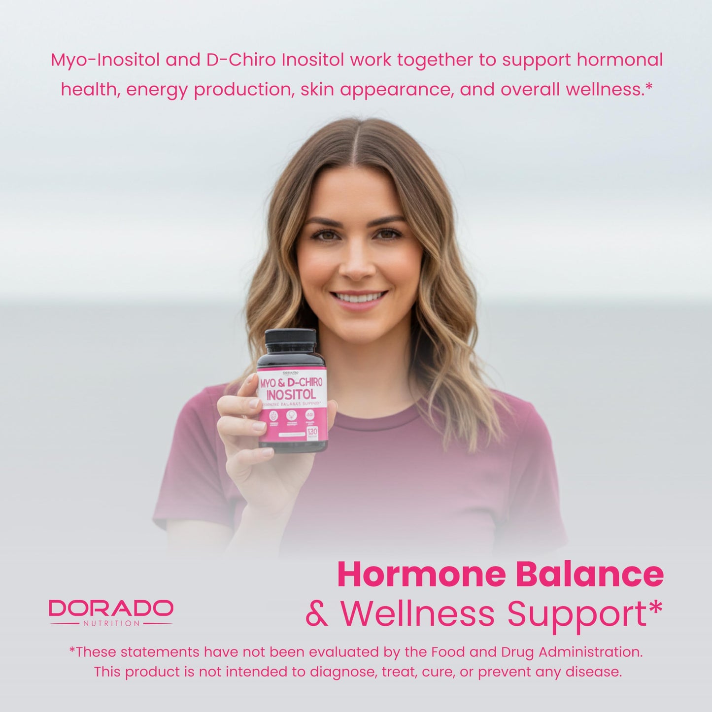 Myo-Inositol & D-Chiro Inositol Supplement For Women (120 Capsules, 2050mg Per Serving Ideal 40:1 Ratio Myo Inositol) Hormone Balance for Women - Third Party Tested DORADO NUTRITION