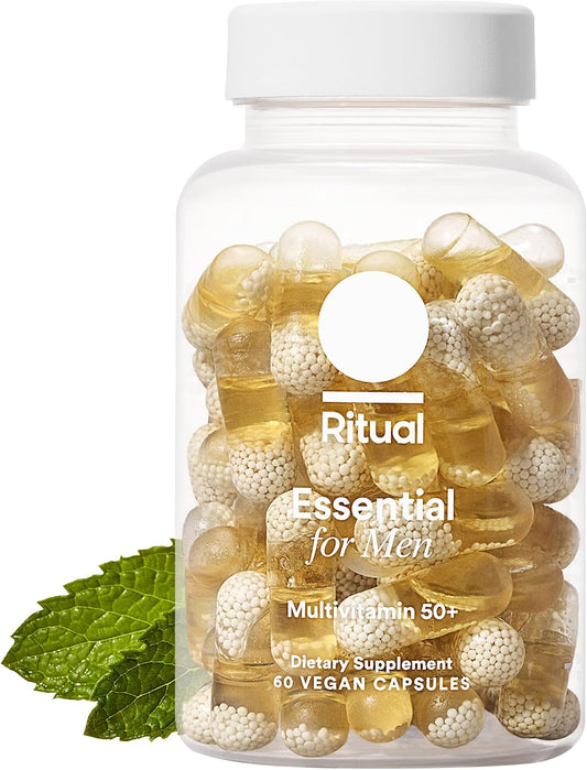 Ritual Men’s 50+ Daily Multivitamin - Key Essential Vitamins and Minerals To Support Heart, Energy, Brain, Muscle, Bone Health* - Including Zinc, D3, B12, A - Vegan - Mint - 60 Capsules - 30 Servings