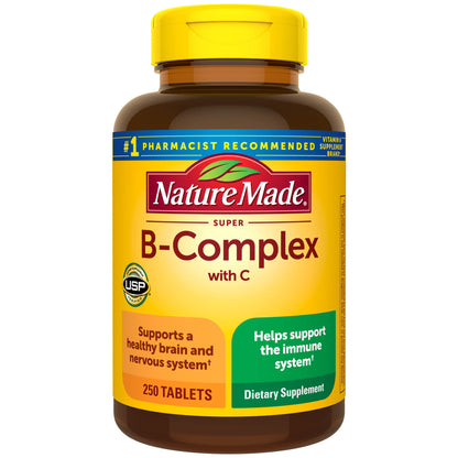 Nature Made Super B Complex with Vitamin C & Folic Acid, 140 Tablets | B Complex Vitamins for Women and Men, Dietary Supplement for Immune Support, Gluten Free, 140 Day Supply Gsupps Australia