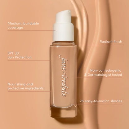 jane iredale Skintuition SPF 30 Radiance-Boosting Liquid Foundation 70 Deep jane iredale