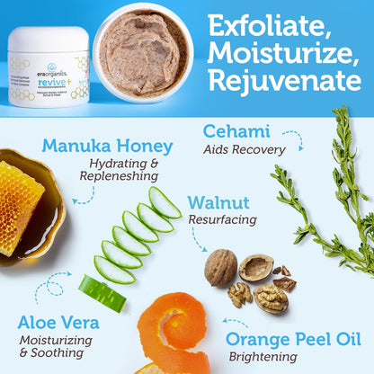 Manuka Honey Exfoliating Facial Scrub - Microdermabrasion Face Exfoliant Era Organics