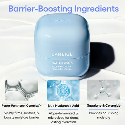 LANEIGE Water Bank Blue Hyaluronic Cream Moisturizer: Hydrating Korean Face Cream with Squalane & Ceramide LANEIGE